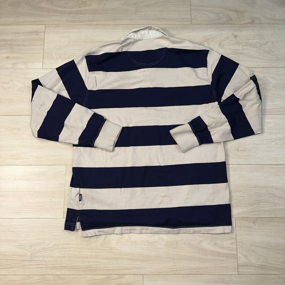 IZOD Varsity Rugby shirt Mens Navy striped Long Sleeve Size Large Sporty Classic - Picture 4 of 9